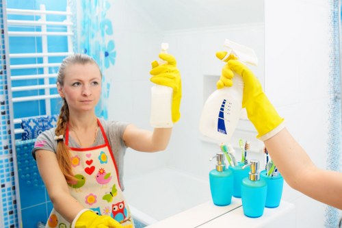 Carpet cleaner preparing equipment for a safe residential cleaning job